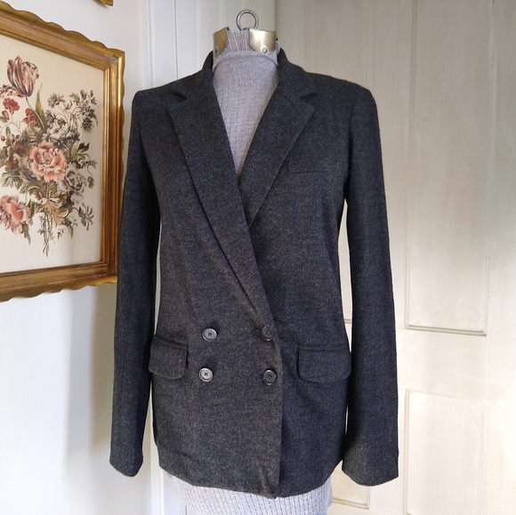 J. CREW Charcoal Gray wool Double Breasted Blazer - Picture 1 of 7